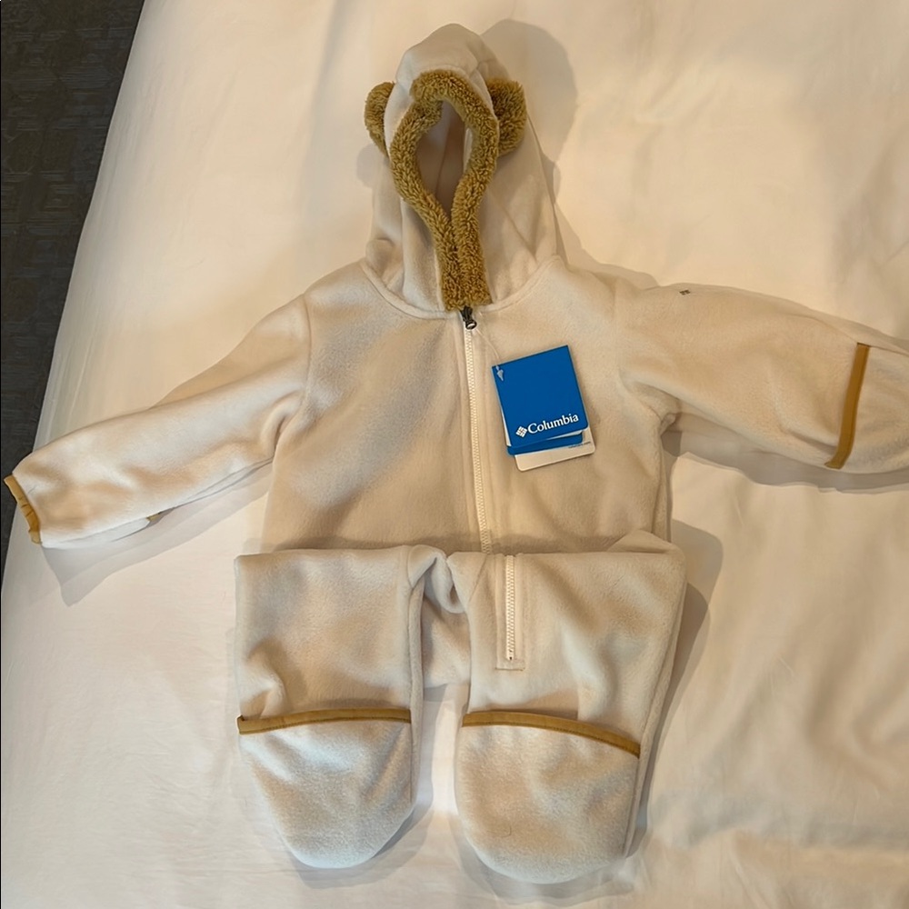 Columbia Infant Fleece Bunting in Cream and Beige